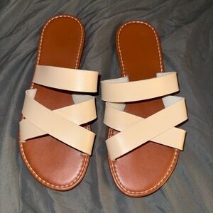 SHEIN Tan and Cream Strappy Sandals